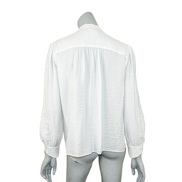 Ba&sh BASH Women's Laura Pleated Blouse ivory white Pleat n open ladder trim M - Picture 4 of 11